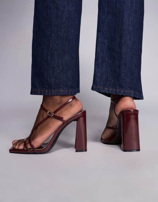 Simmi London - Malinda - Sandali color bordeaux con tacco largo e listini, 3 di 4