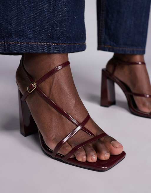 Simmi London - Malinda - Sandali color bordeaux con tacco largo e listini, 4 di 4