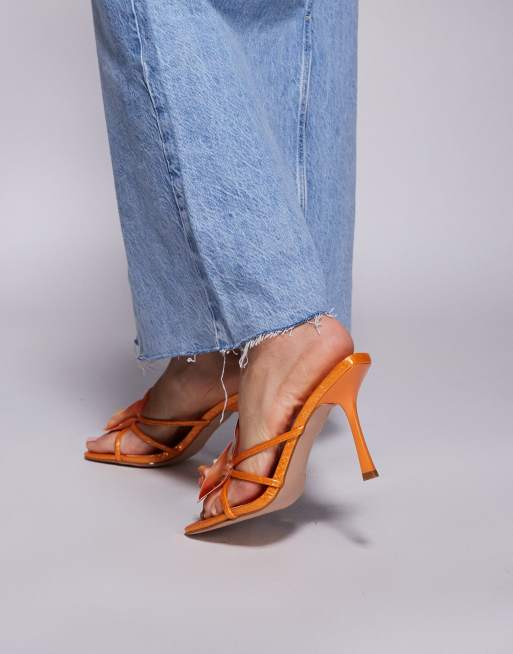 Simmi London Manaia 3D floral high heeled sandals in orange | ASOS
