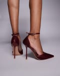 [SIMMI Shoes] Simmi London Mandisa mesh heeled shoes in burgundy-Red 40 BURGUNDY MESH