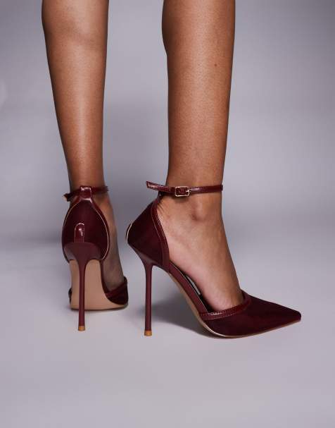 Simmi London - Mandisa - Schoenen van mesh met hak in bordeauxrood - view 1