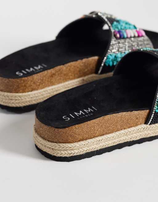 Simmi London Mandy single buckle sandals with beads in black, 4 of 4