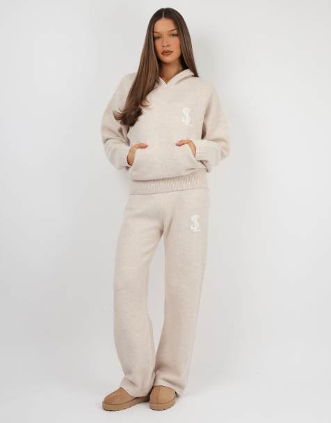 Simmi London Mari chunky knit hoodie in cream - view 1