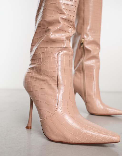 Nude stiletto hot sale boots