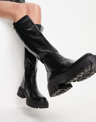 Simmi London Marlon chunky knee boots in black  | ASOS