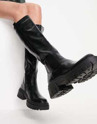 Simmi London Marlon chunky knee boots in black