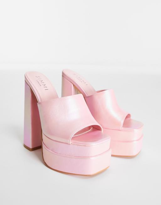 Simmi London - Martha - Sabot con plateau arancione iridescente , 3 di 4