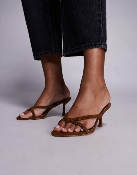 SIMMI London – Martina – Mules-Sandaletten aus Wildleder in Hellbraun mit Absatz - view 1