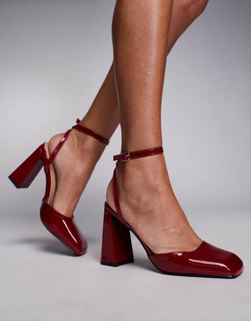 Simmi London - Mary Jane schoenen met hak en gespdetail in rood