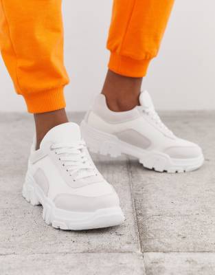 womens white chunky trainers