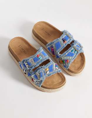 Simmi Shoes Simmi London Mayha Beeded Double Buckle Sandals In Multi