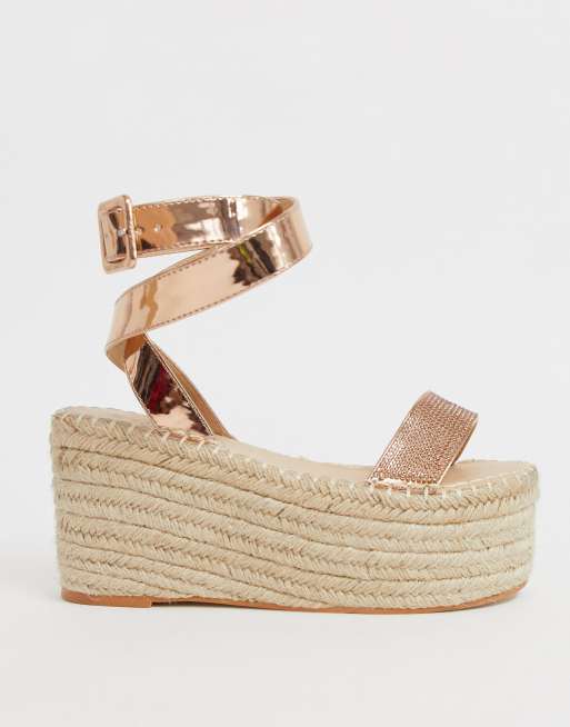 Rose gold store espadrille flatform