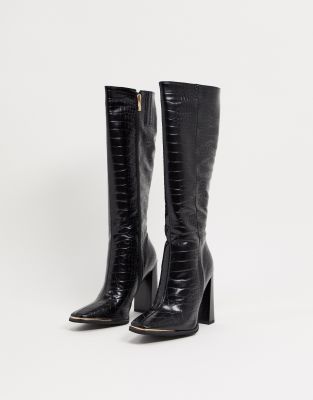 Alexander Wang Ivy 65 crystal logo sandals | Simmi London Melisa knee boots  in with metal plating in black croc | Infrastructure-intelligenceShops