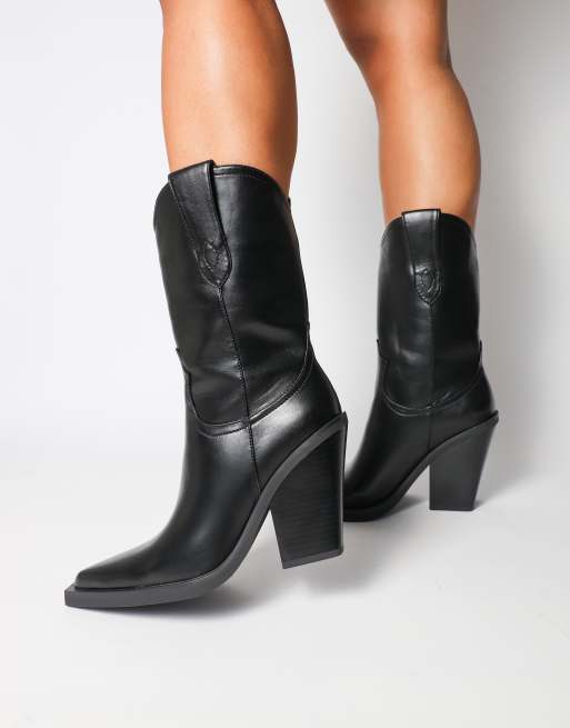 Simmi London Mercy  western heeled boots in black