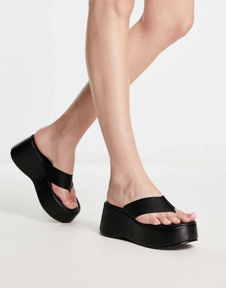 Simmi London miellahi toe thong flatform sandals in black