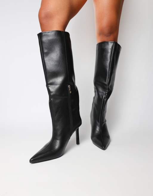 Simmi London Miguel knee high heeled boots in black