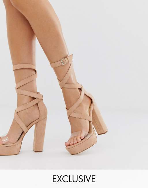 simmi london heidi block heeled sandals in beige