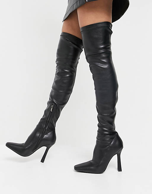 Simmi London Minar over the knee boots in black | ASOS