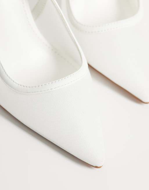 Simmi London Morley slingback heeled pumps in white mesh, 4 of 4