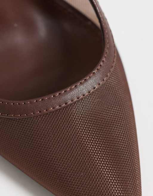 SIMMI London - Morley - Slingback-pumps van mesh met hak en brede pasvorm in bruin, 3 van 4