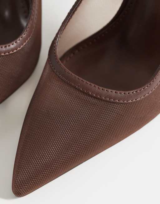 Simmi London - Morley - Slingback pumps van mesh met hak in bruin, 4 van 4
