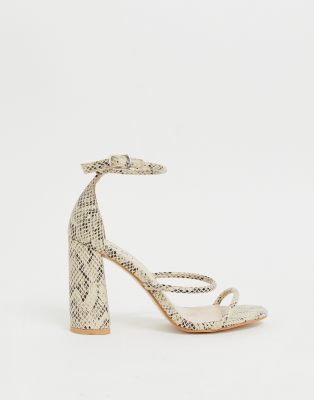 simmi london myra snake block heeled sandals
