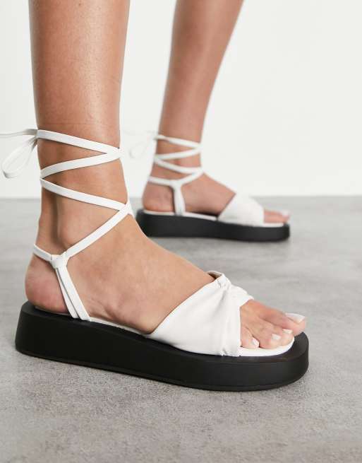 Simmi London - Naeva - Sandali flatform bianchi allacciati alla caviglia, 4 di 4