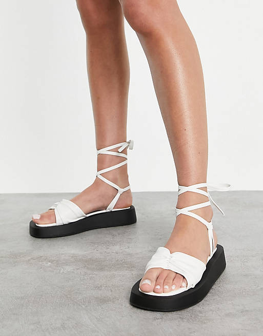 Simmi London Naeva tie ankle flatform sandals in white