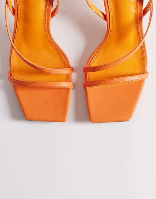 SIMMI London – Natasha – Orange klacksandaler med smala remmar, 4 av 4