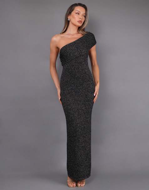 Simmi London Nerina boucle knitted maxi dress in black - view 1