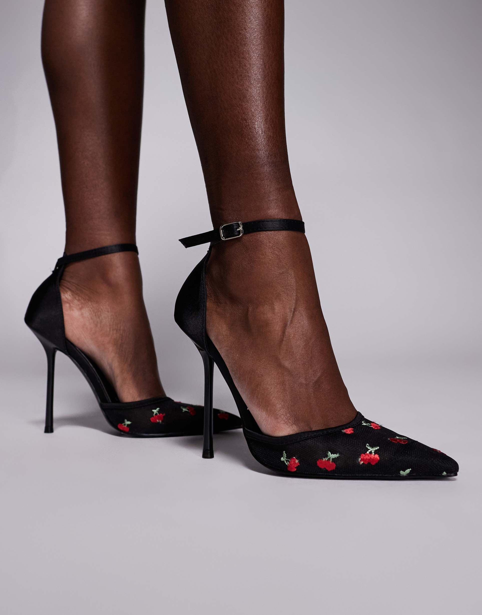 simmi london niamh heeled shoes with cherries in black