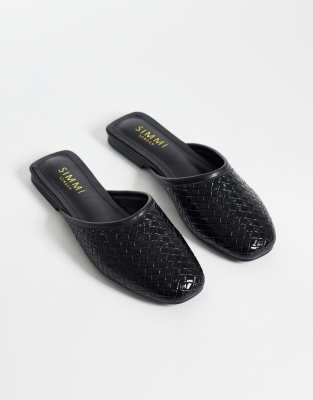 Simmi Shoes Simmi London Nichola Woven Flat Mules In Black