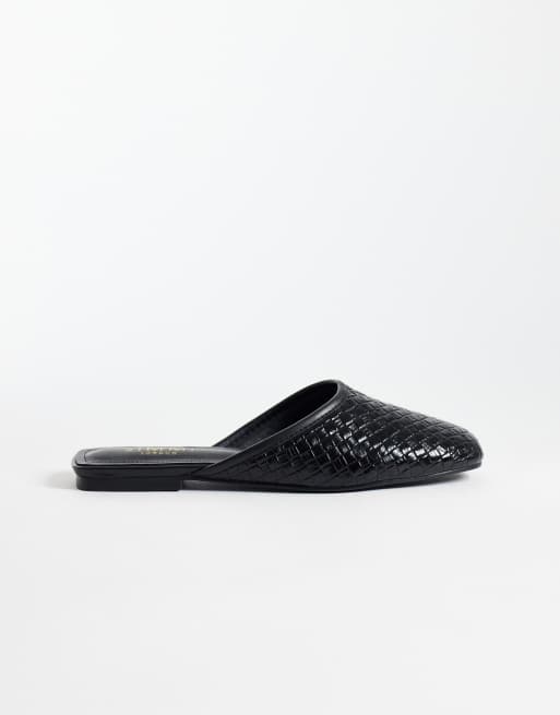 SIMMI London Nichola woven flat mules in black, 2 of 4