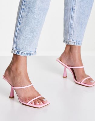 Simmi London Nieve strappy mule heeled sandals in pink