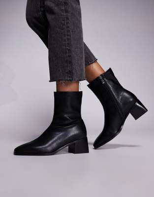 Simmi Shoes Simmi London Nimer Block Heeled Mid Ankle Boots In Black