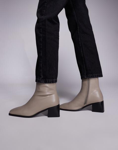 Simmi London Nimer block heeled mid ankle boots in stone - view 1