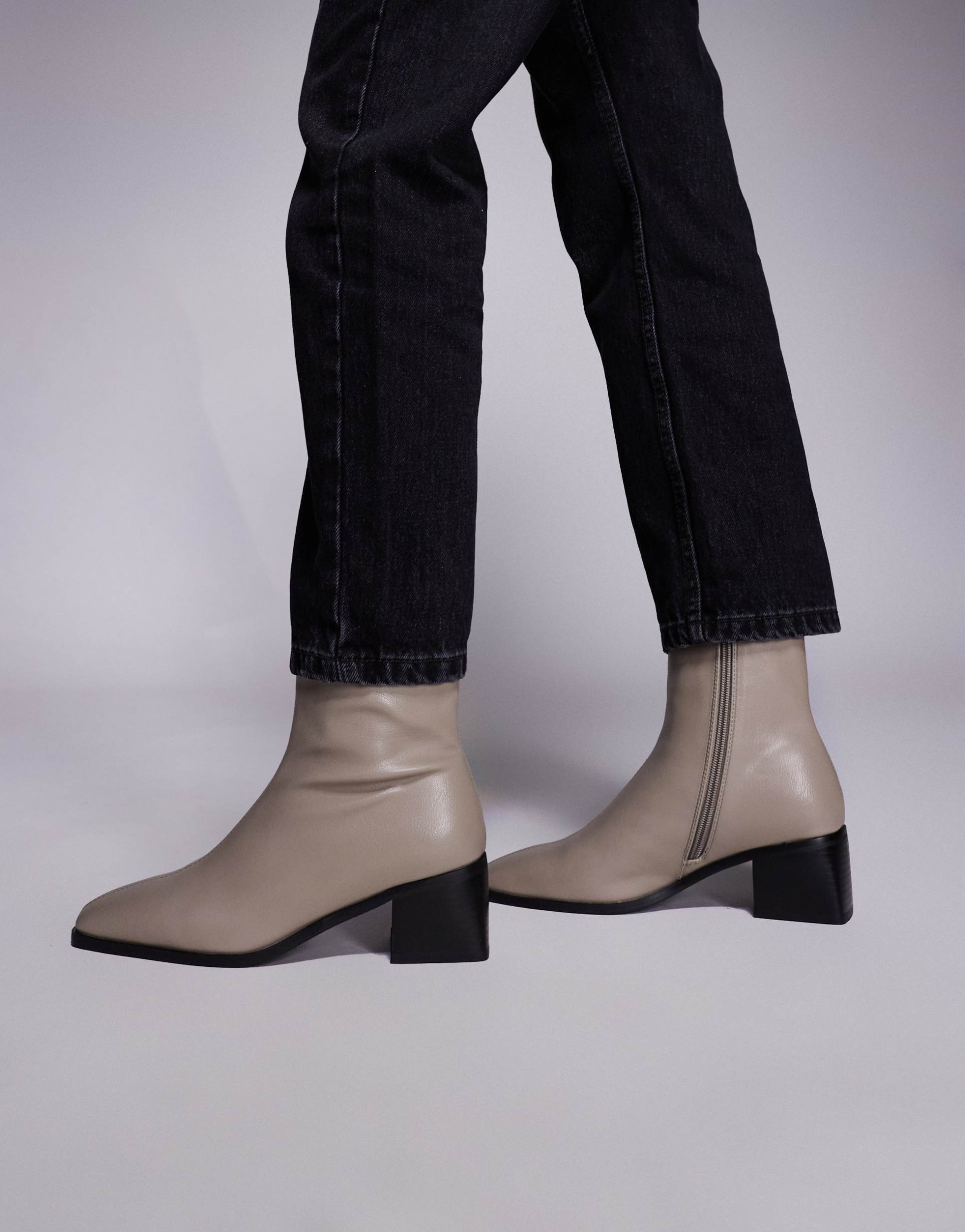 simmi london nimer block heeled mid ankle boots in stone
