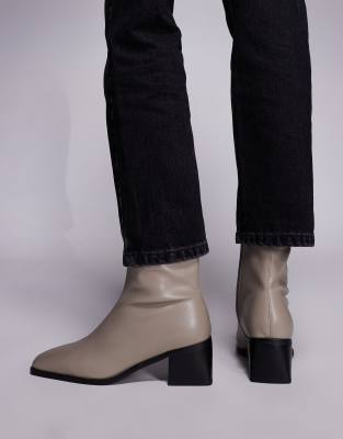 Simmi Shoes Simmi London Nimer Block Heeled Mid Ankle Boots In Gray