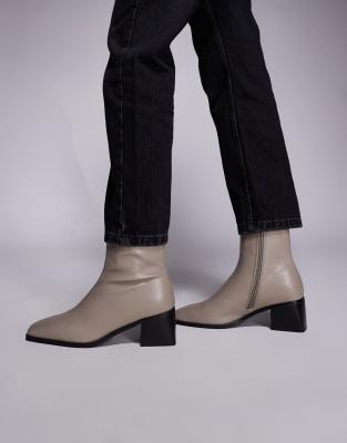 Simmi London - Nimer - Stiefeletten in Stein mit mittelhohem Blockabsatz-Neutral