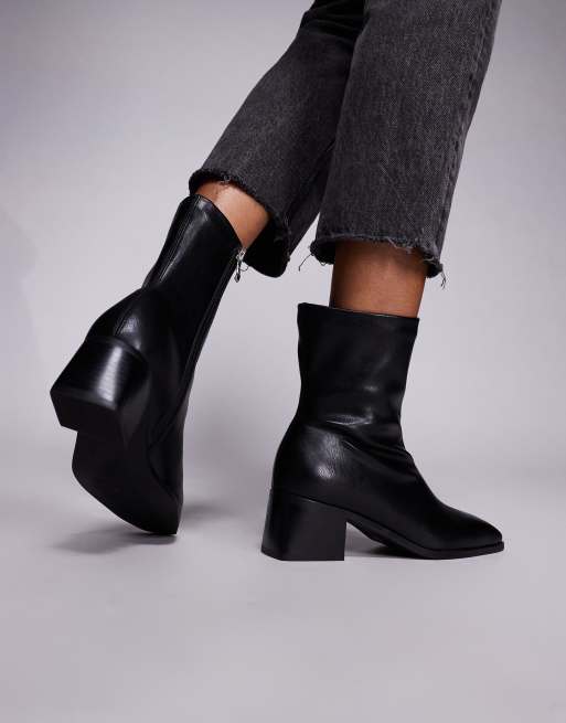 Simmi London Nimer Wide Fit block heeled mid ankle boots in black, 3 of 4