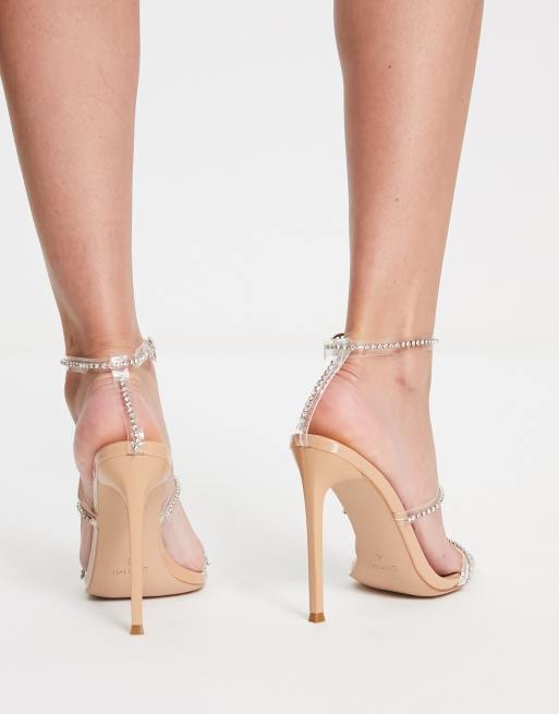 Simmi London Nolan embellished barely there sandals in beige | ASOS