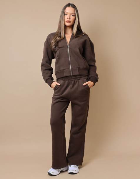 Simmi London Nova essentials zip through hoodie in brown - view 1