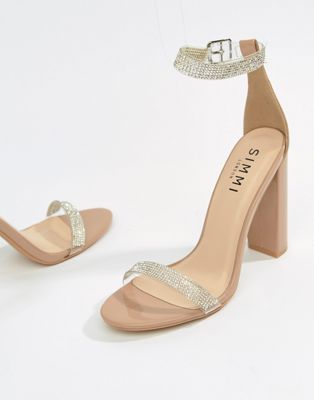 diamante block heels