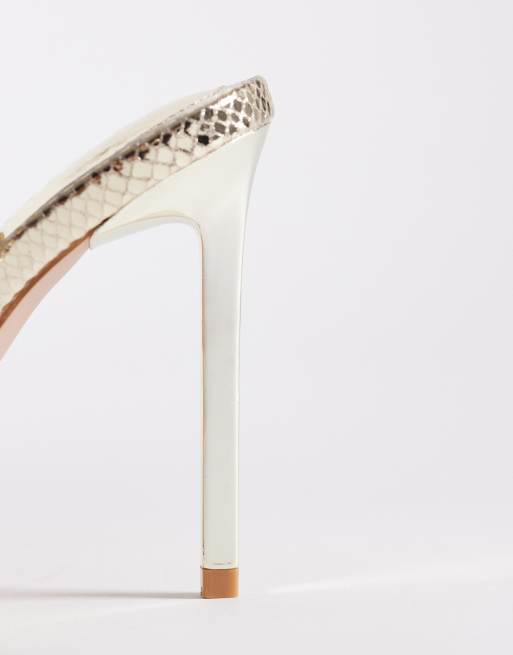 Simmi London Ola embellished heeled sandals in gold, 3 of 4