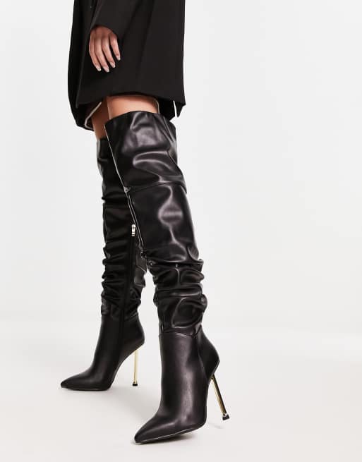 Black pointed hotsell thigh high boots