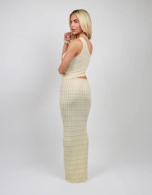 Simmi London One shoulder knit maxi dress in butter yellow, 4 of 4
