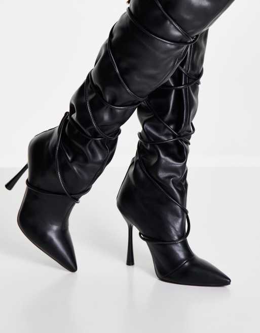 Over the knee store boots with string