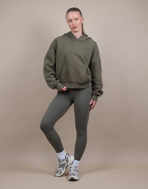 Simmi London Oversized drop shoulder hoodie in olive, 2 of 4