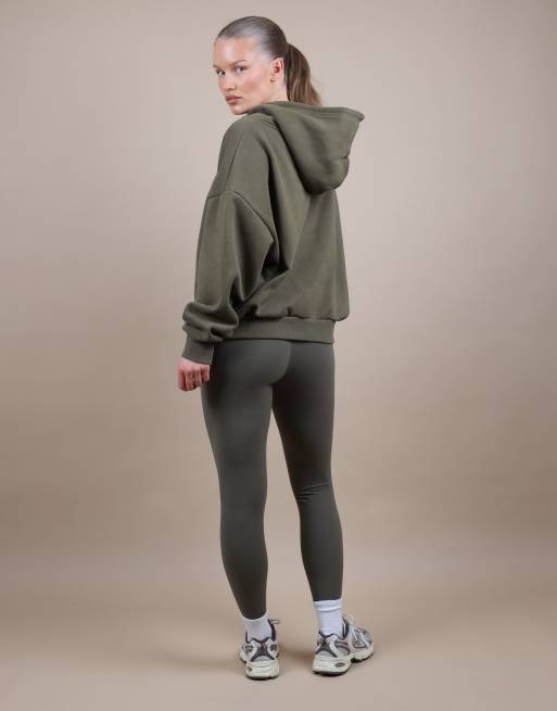 Simmi London Oversized drop shoulder hoodie in olive, 4 of 4