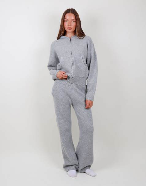Simmi London Oversized knit zip hoodie in grey - view 1